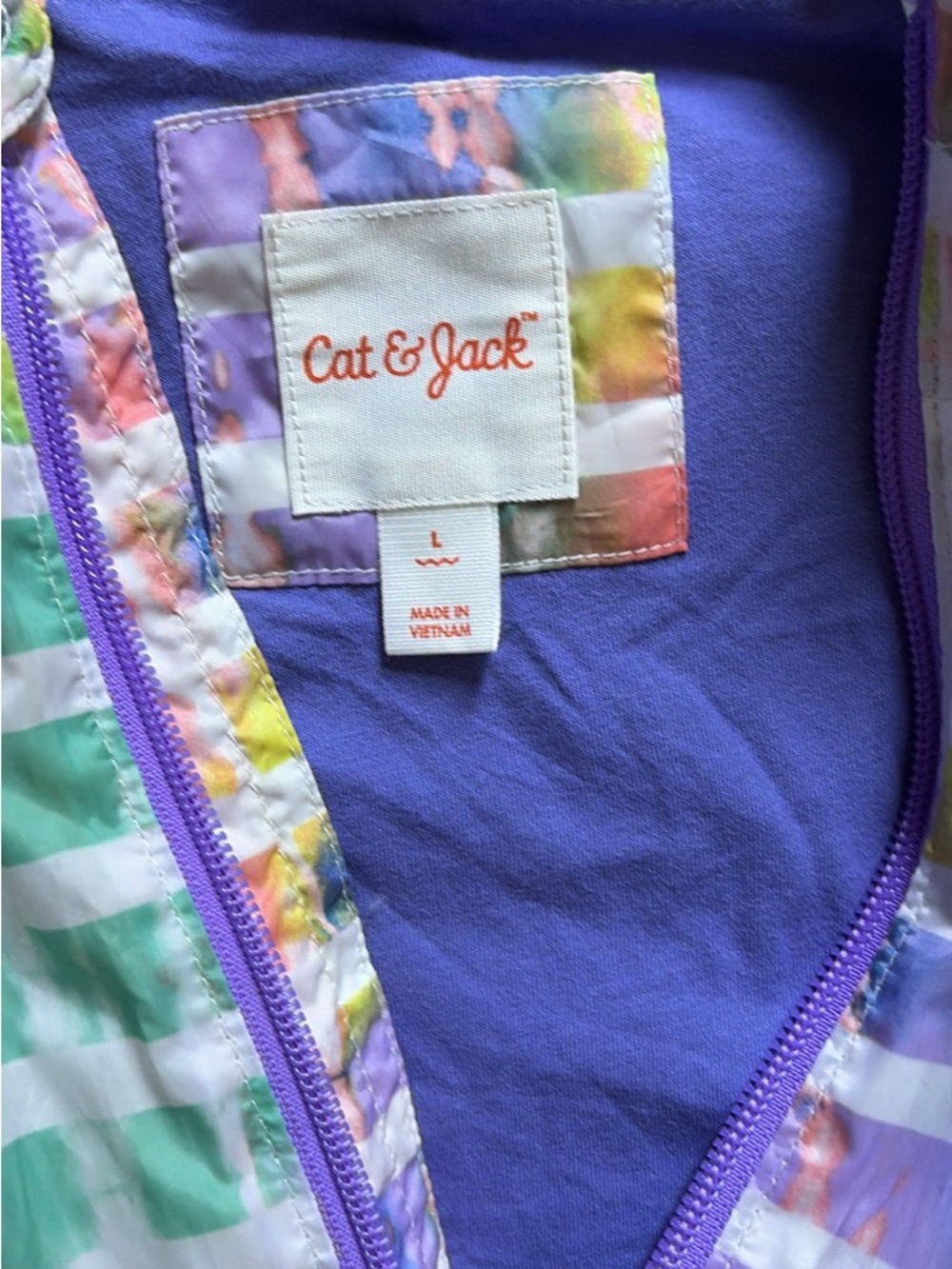 Cat & Jack Purple Lined Jacket with Watercolor Stripe Trim